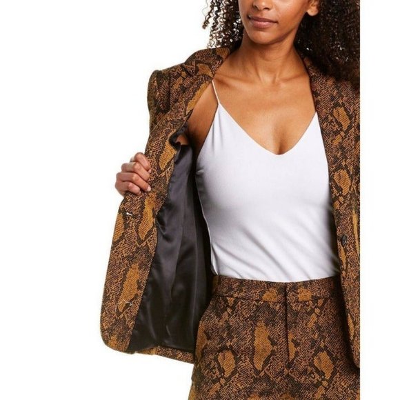 Joie Anilah Blazer Mesa Snakeskin/Python Print Copper Brown Size 0 - Picture 5 of 10
